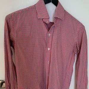 Ledbury button down shirt— red and blue check